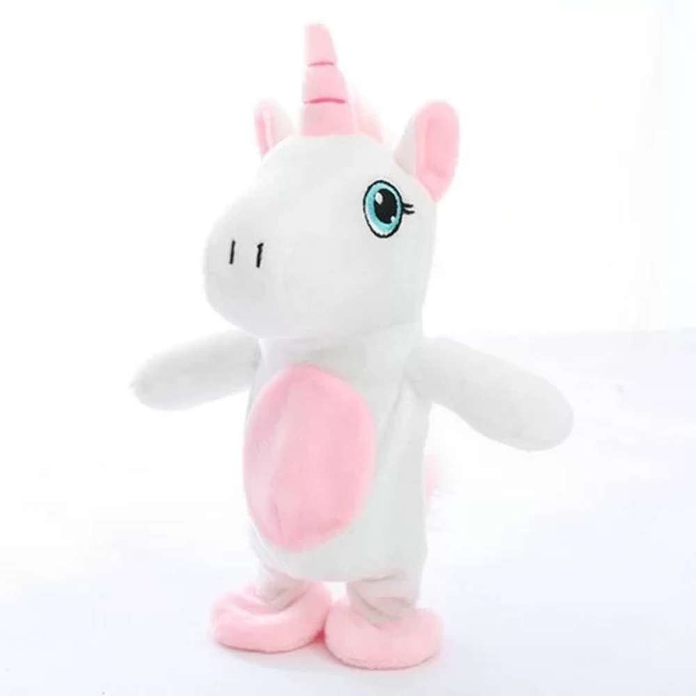 Brinquedo Unicórnio Falante Yuni Grava, Anda e Repete Rosa