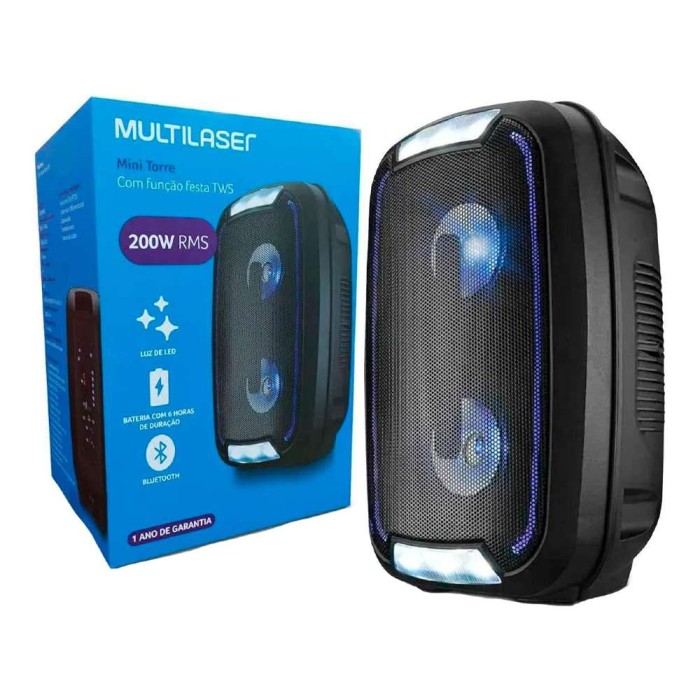 Caixa De Som Bluetooth 200w Rms Mini Torre Party Multilaser