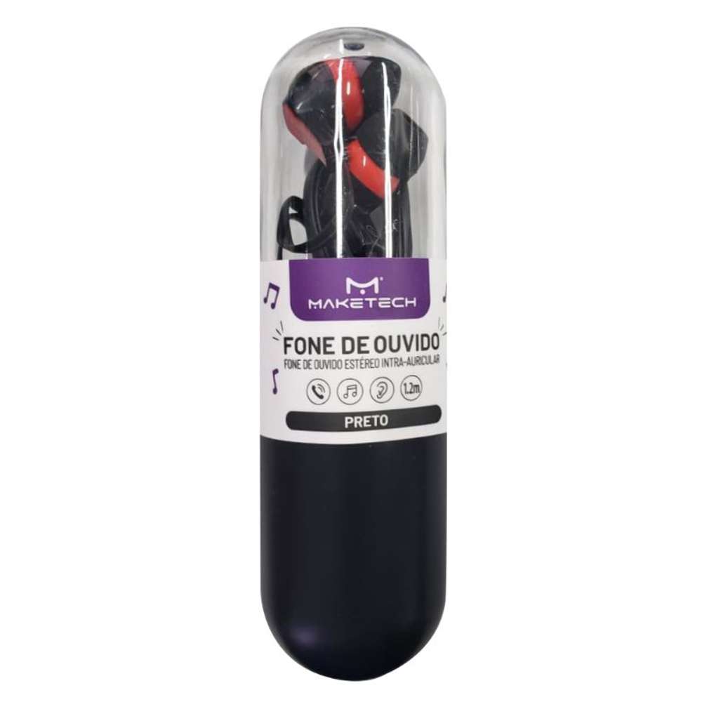 Fone de ouvido com microfone Preto/Vermelho Maketech DP412