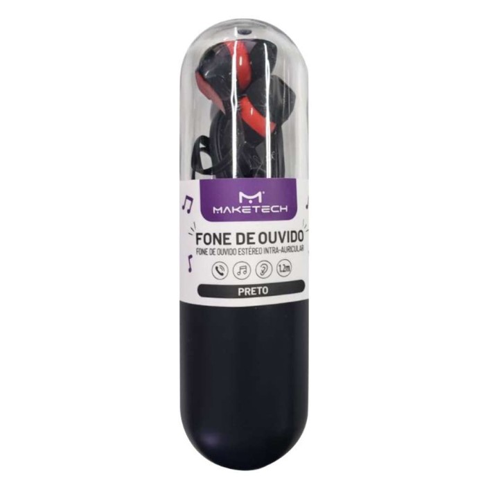 Fone de ouvido com microfone Preto/Vermelho Maketech DP412