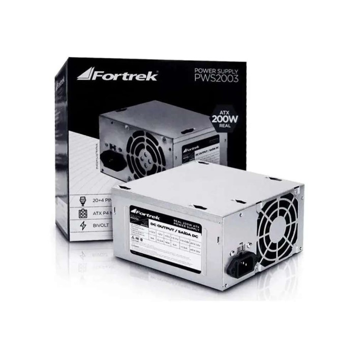 Fonte Atx 200w 20+4p Power Supply Pws-2003 Fortrek Bivolt
