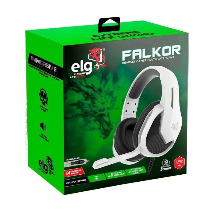 Headset Gamer Falkor Branco HGFK ELG