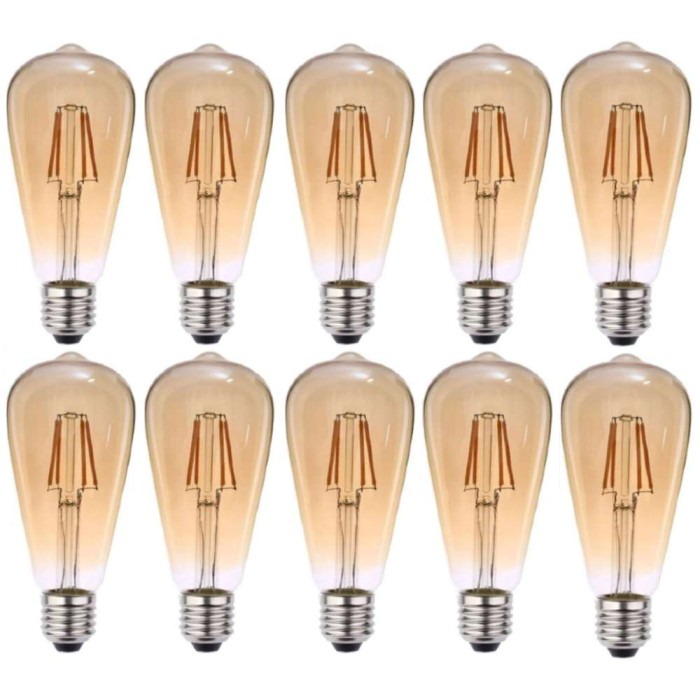 Kit 10 Lâmpada Led Filamento ST64 6W 2200k branco-quente