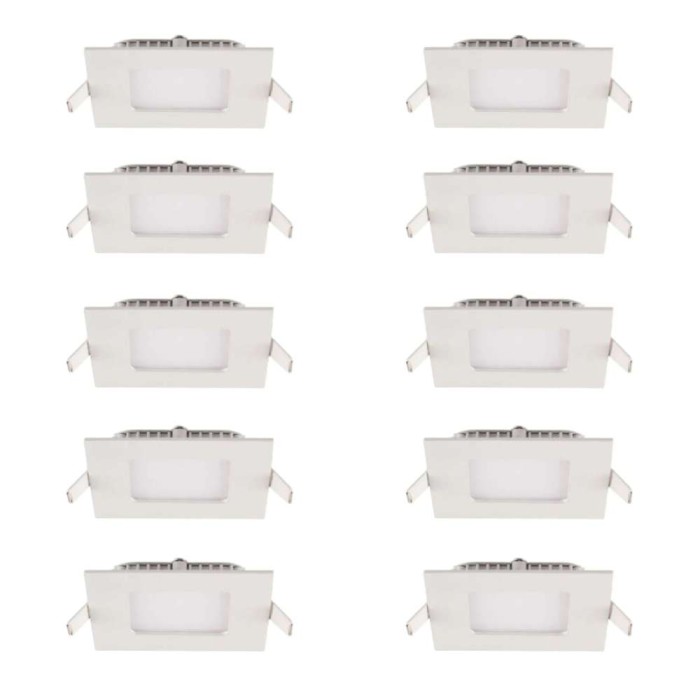 Kit 10 Paineis Led Embutir Quadrado 3,5W 6500K Branco