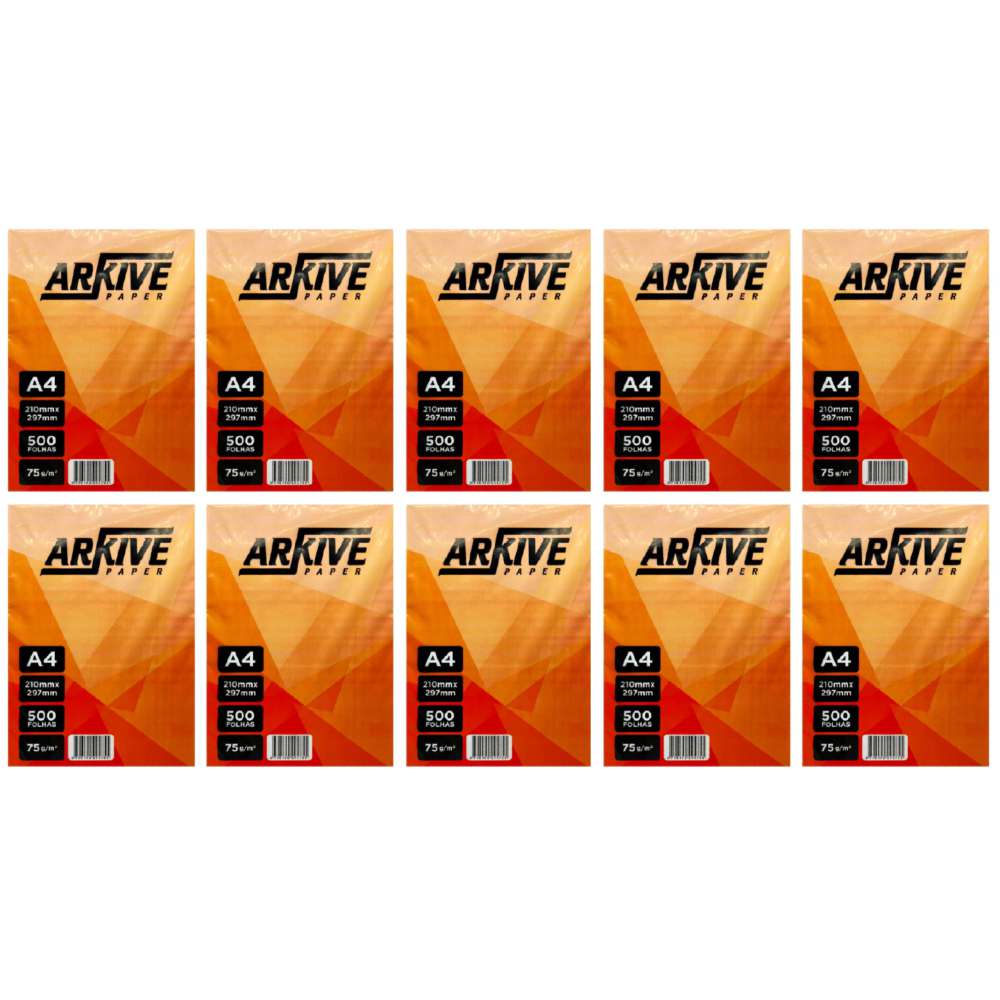Kit 10 Papel Sulfite A4 Premium Arkive Paper 75g 500 Folhas