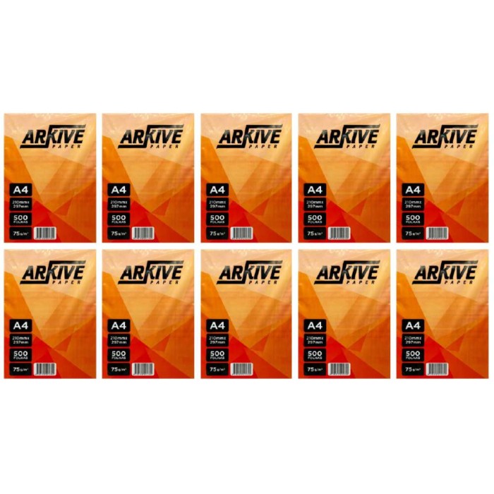 Kit 10 Papel Sulfite A4 Premium Arkive Paper 75g 500 Folhas