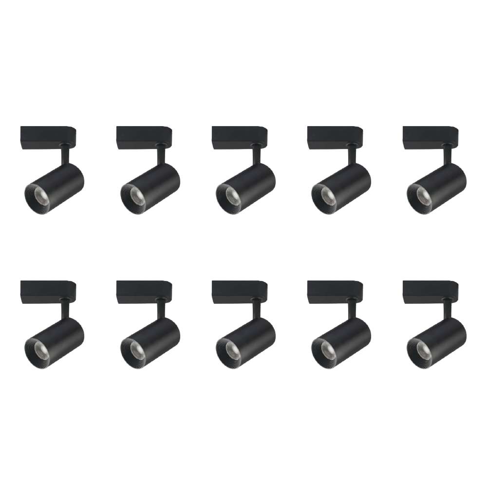 Kit 10 Spots Para Trilho De Alumínio 7W 3000K Preto