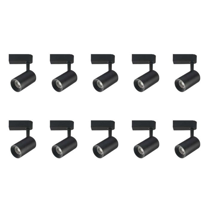 Kit 10 Spots Para Trilho De Alumínio 7W 3000K Preto