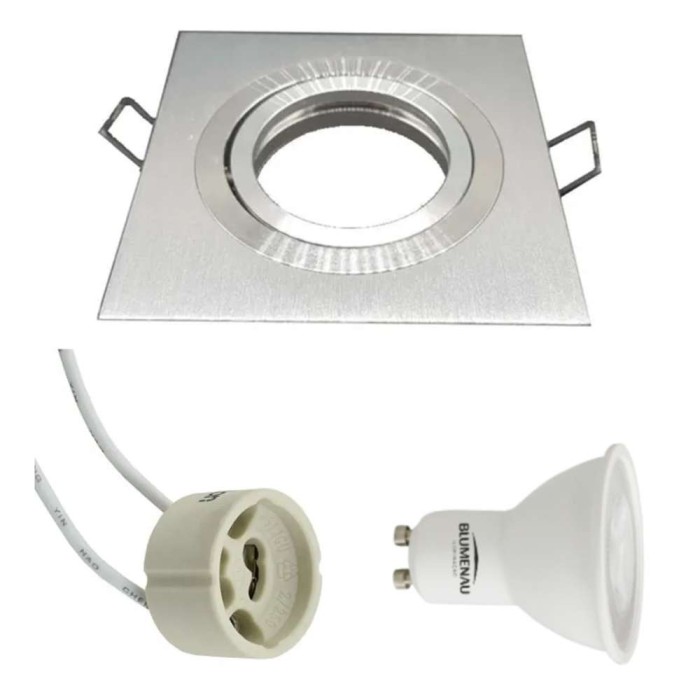Kit 12 Spot Alumínio Escovado Com Lâmpadas Mr16 Gu10 6500k