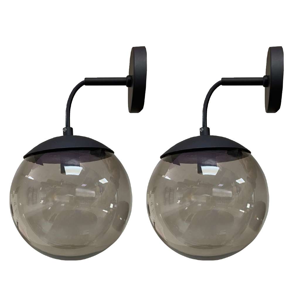 Kit 2 Arendela Globb Vidro Fumê 1x G9 60w Preto Bivolt