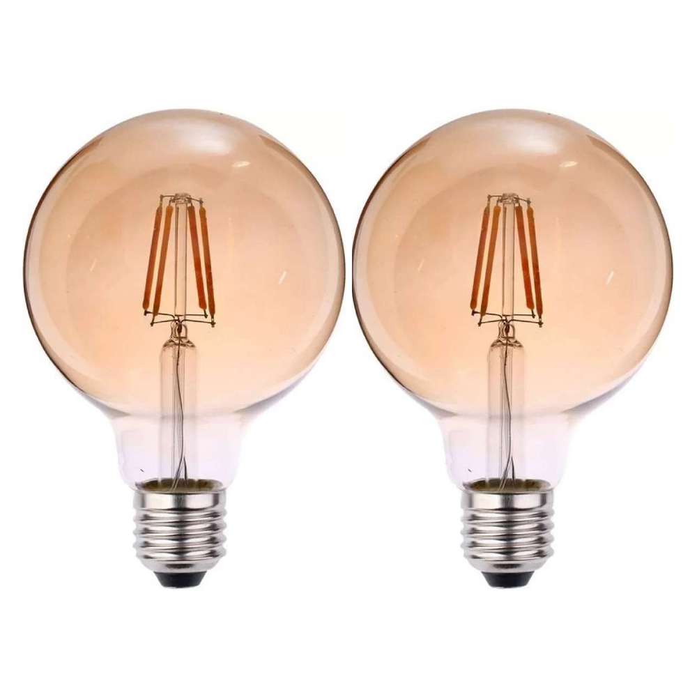 Kit 2 Lâmpada Led G95 Filamento 6w E27 2200k Branco-Quente