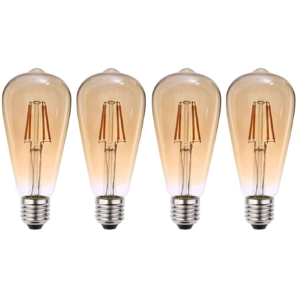 Kit 4 Lâmpada Led Filamento ST64 6W 2200k branco-quente
