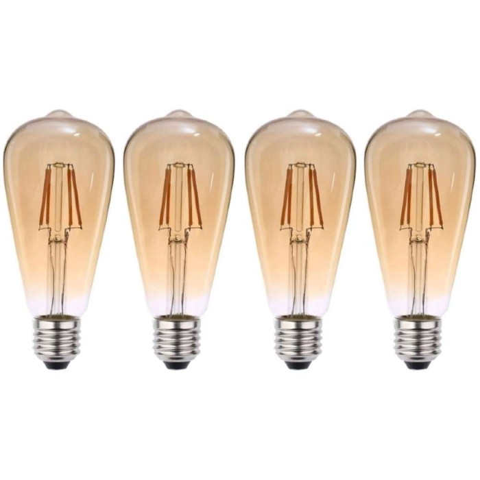 Kit 4 Lâmpada Led Filamento ST64 6W 2200k branco-quente