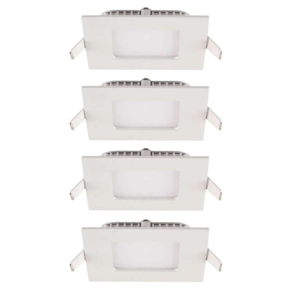 Kit 4 Paineis Led Embutir Quadrado 3,5W 6500K Branco