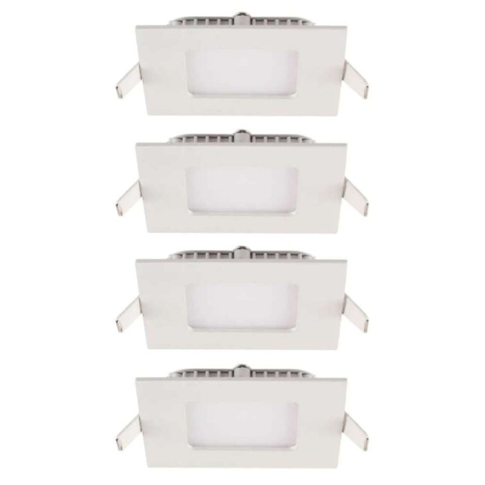 Kit 4 Paineis Led Embutir Quadrado 3,5W 6500K Branco
