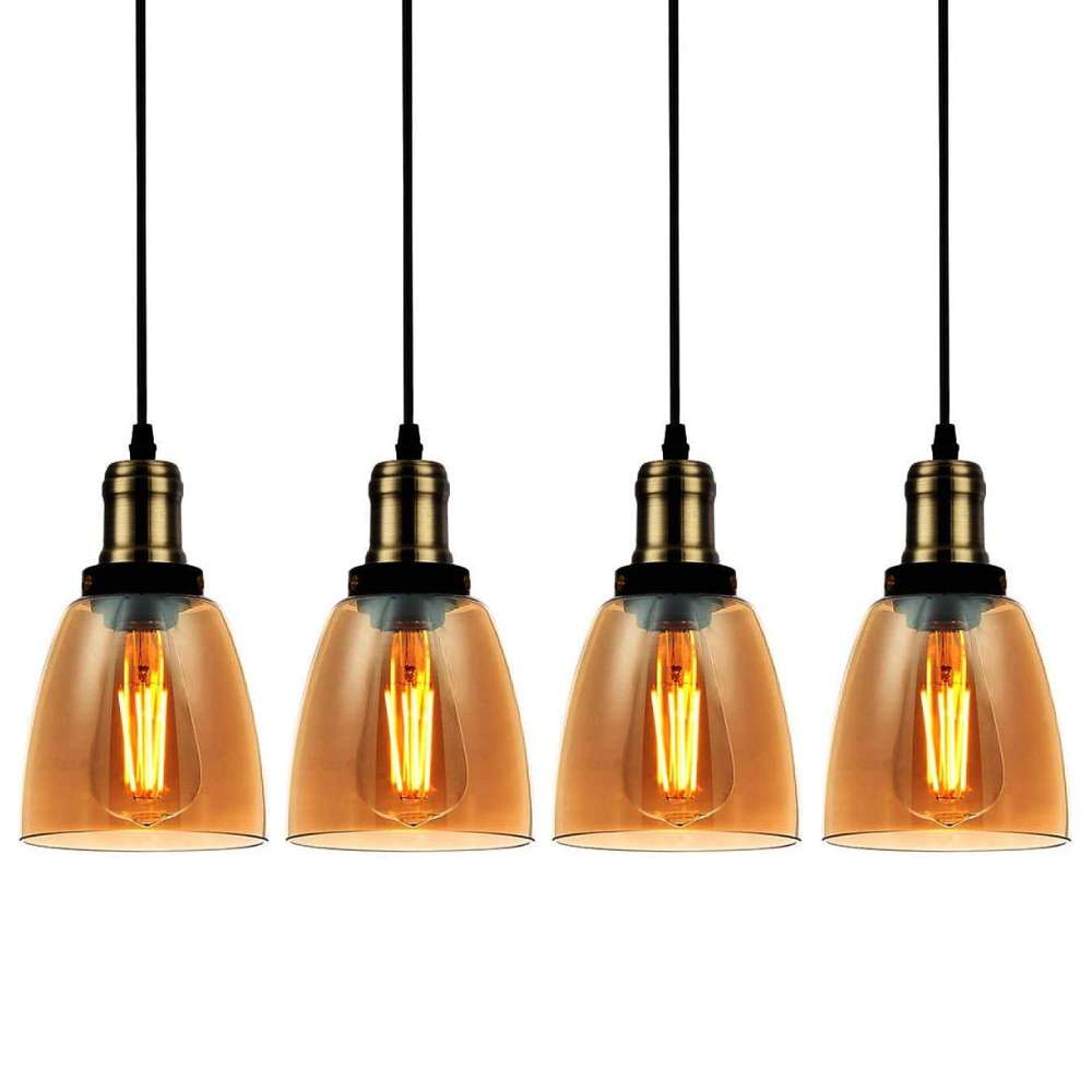 Kit 4 Pendentes Vintage Ambar Dome 1xE27 Preto Blumenau