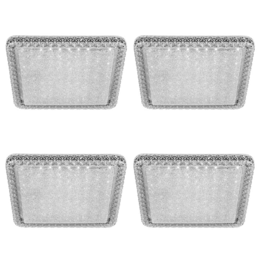 Kit 4 Plafon Shine Quadrado Pontilhado 3000K 18W