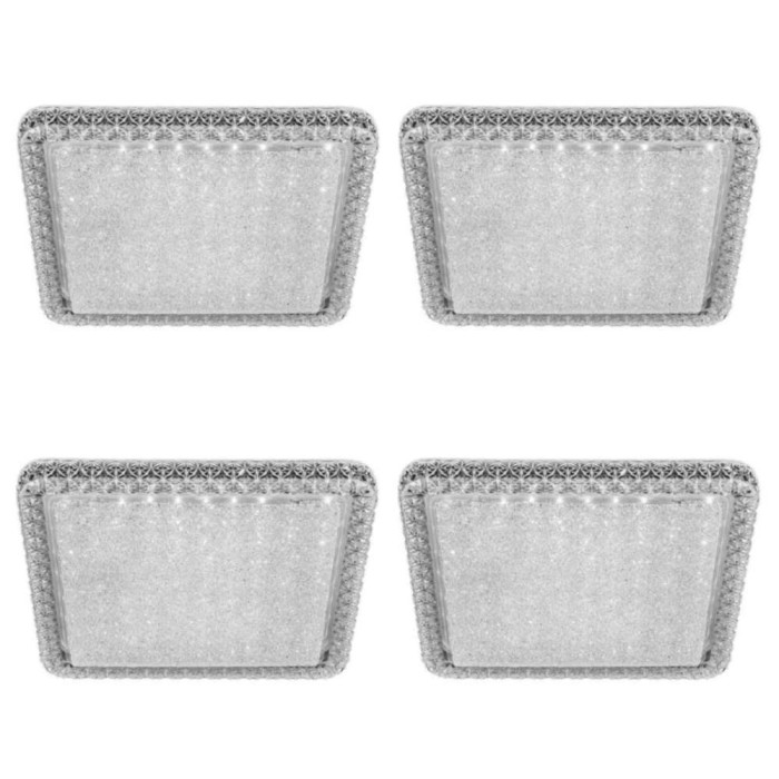 Kit 4 Plafon Shine Quadrado Pontilhado 3000K 18W