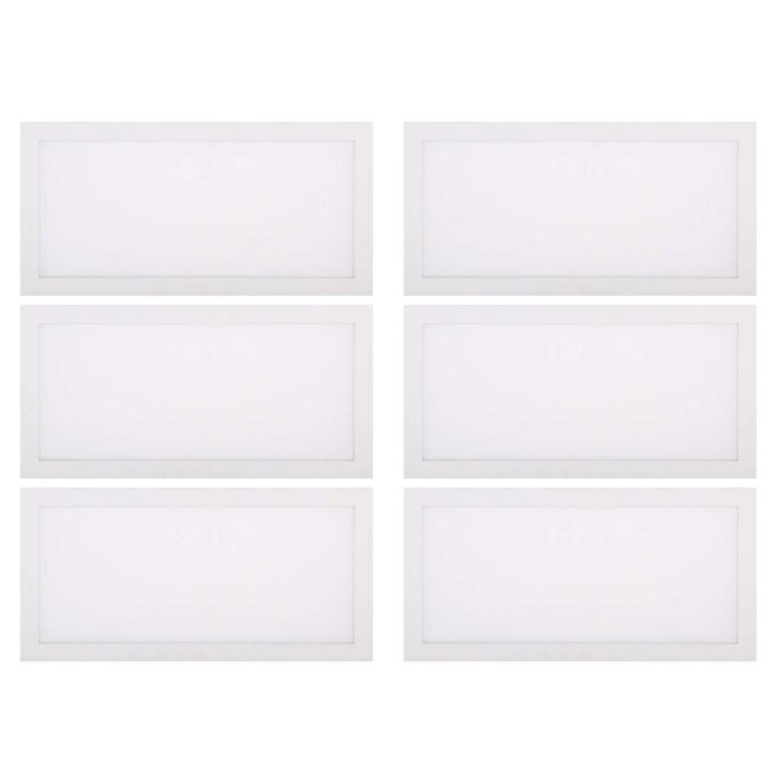 Kit 6 Paineis Led Embutir Retangular 30W 6500K Branco