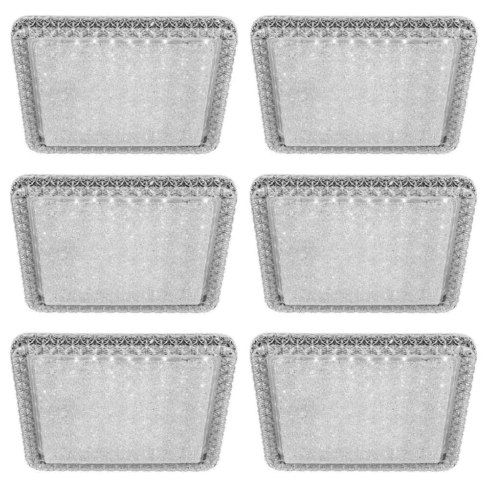 Kit 6 Plafon Shine Quadrado Pontilhado 3000K 18W