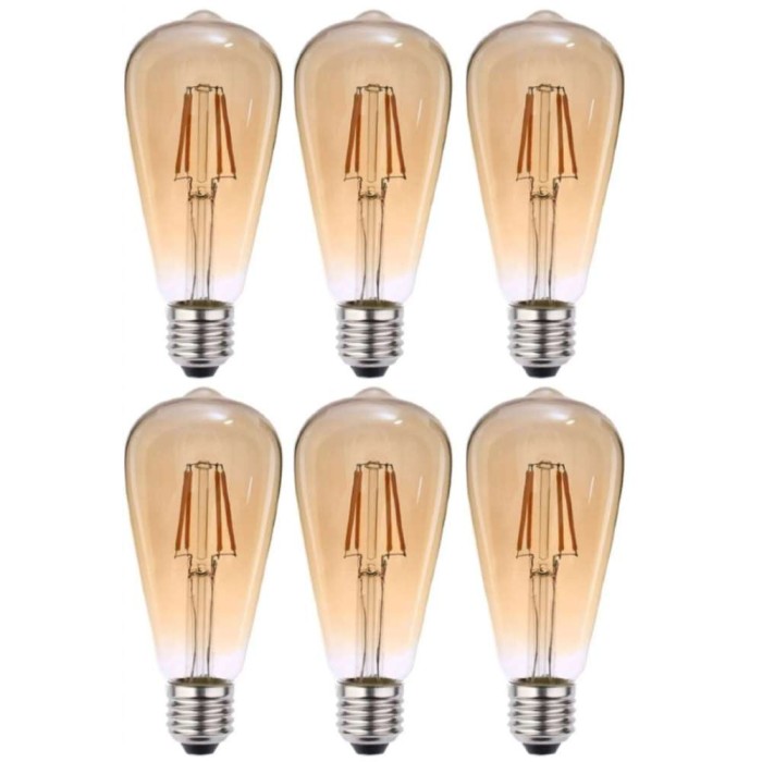 Kit 6 Lâmpada Led Filamento ST64 6W 2200k branco-quente