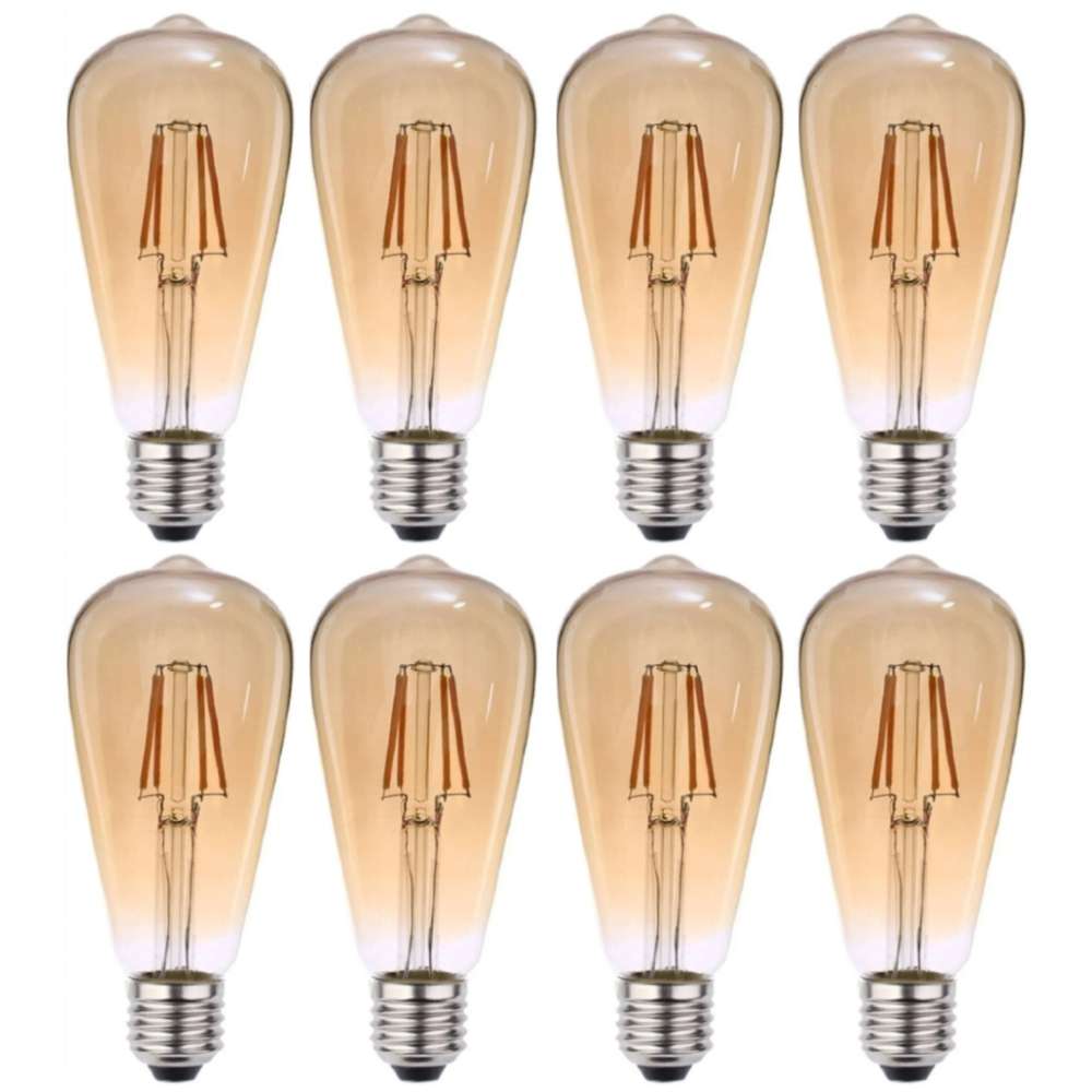 Kit 8 Lâmpada Led Filamento ST64 6W 2200k branco-quente