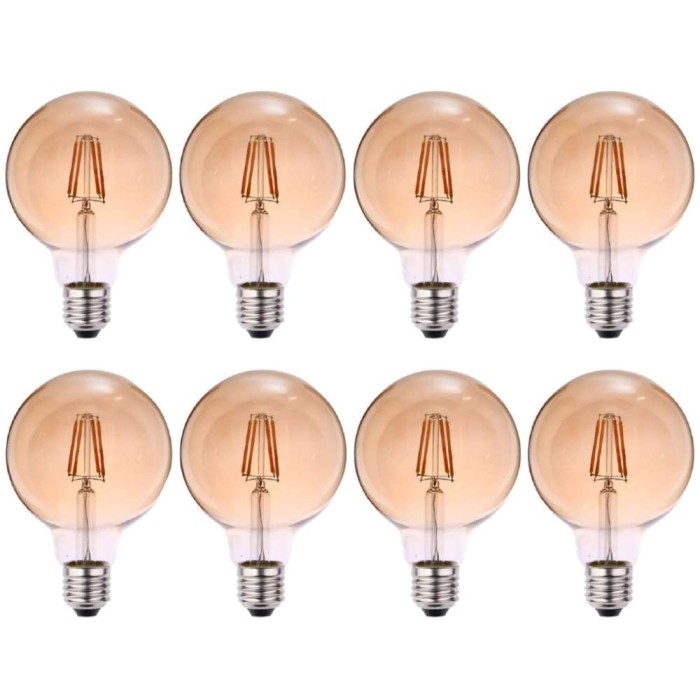 Kit 8 Lâmpada Led G95 Filamento 6w E27 2200k Branco-Quente