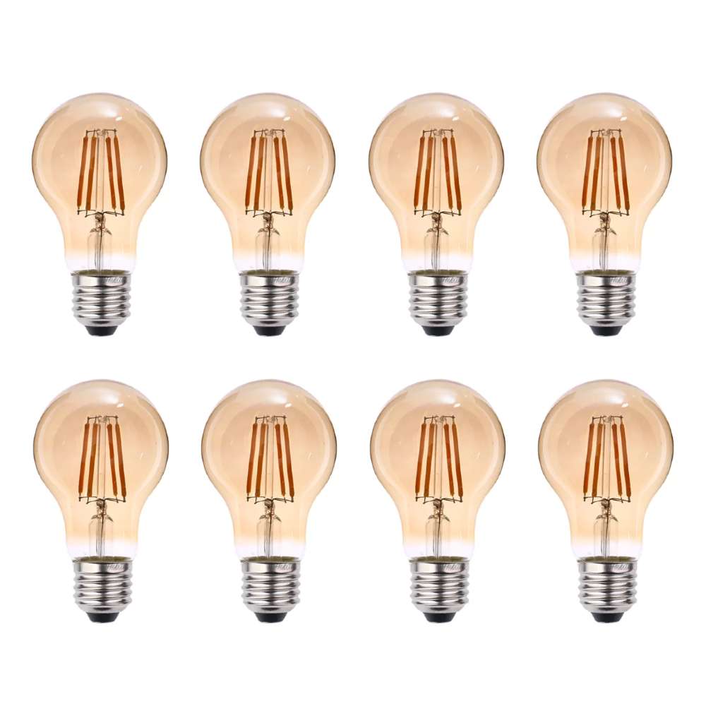 Kit 8 Lâmpadas Led A60 Filamento 4W 2200K E27 Bivolt Blumenau