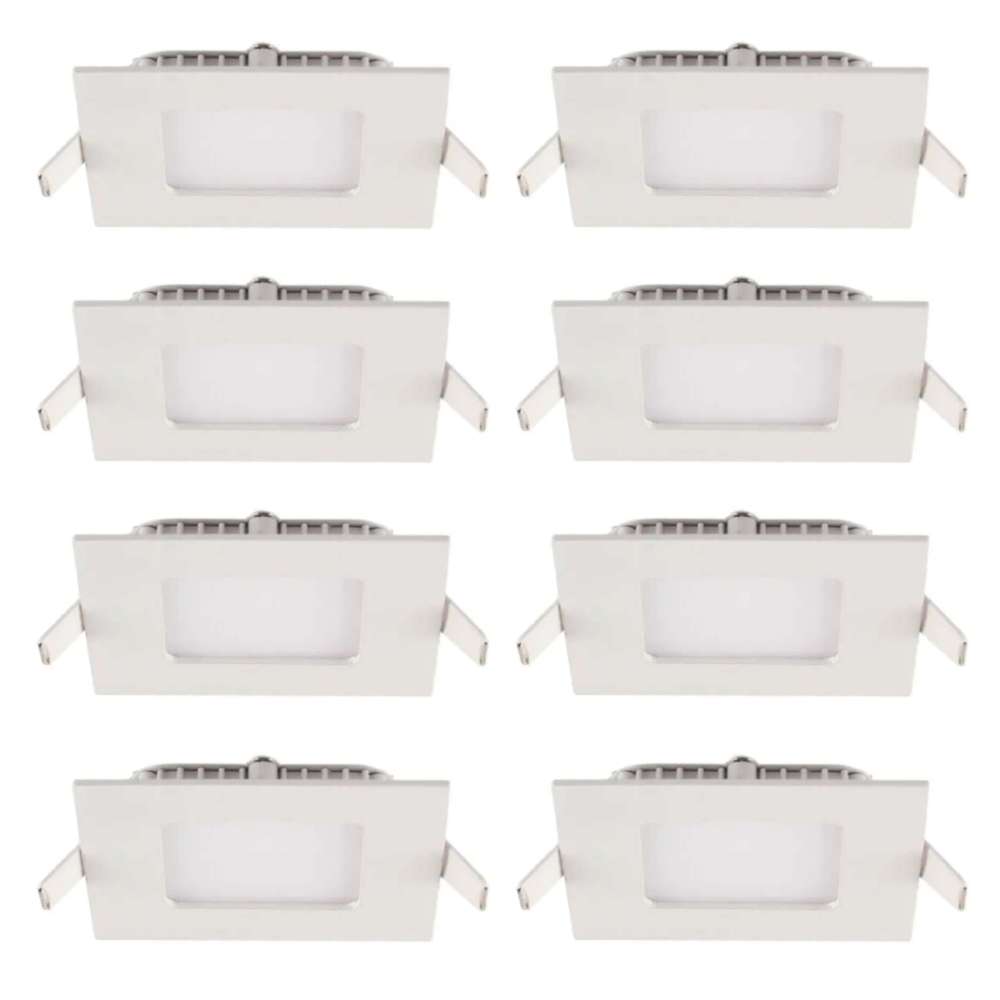 Kit 8 Paineis Led Embutir Quadrado 3,5W 6500K Branco