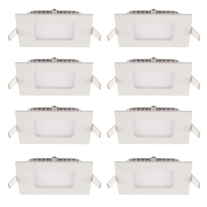 Kit 8 Paineis Led Embutir Quadrado 3,5W 6500K Branco