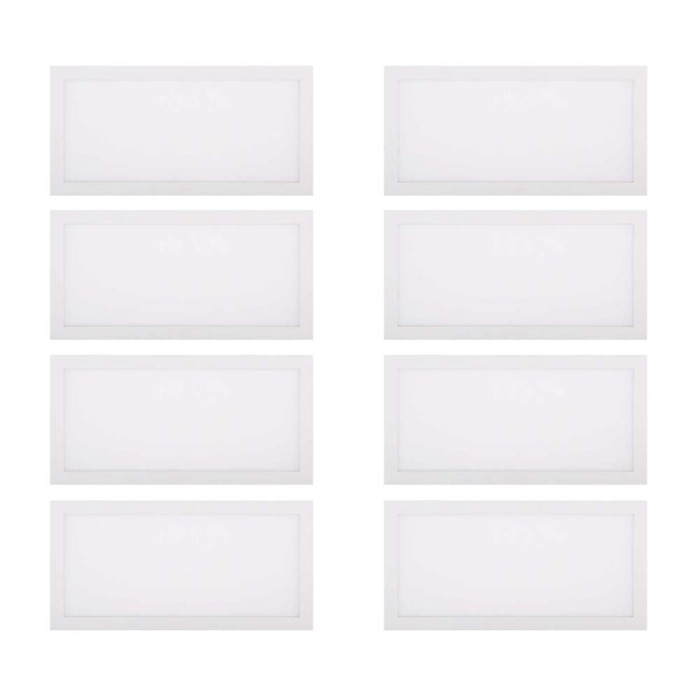 Kit 8 Paineis Led Embutir Retangular 30W 6500K Branco