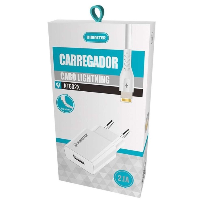 Kit Carregador com Cabo Lightning Flexivel 3.1A Kimaster