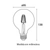 Lâmpada Led G95 Filamento 6w E27 2200k Branco-Quente Bivolt