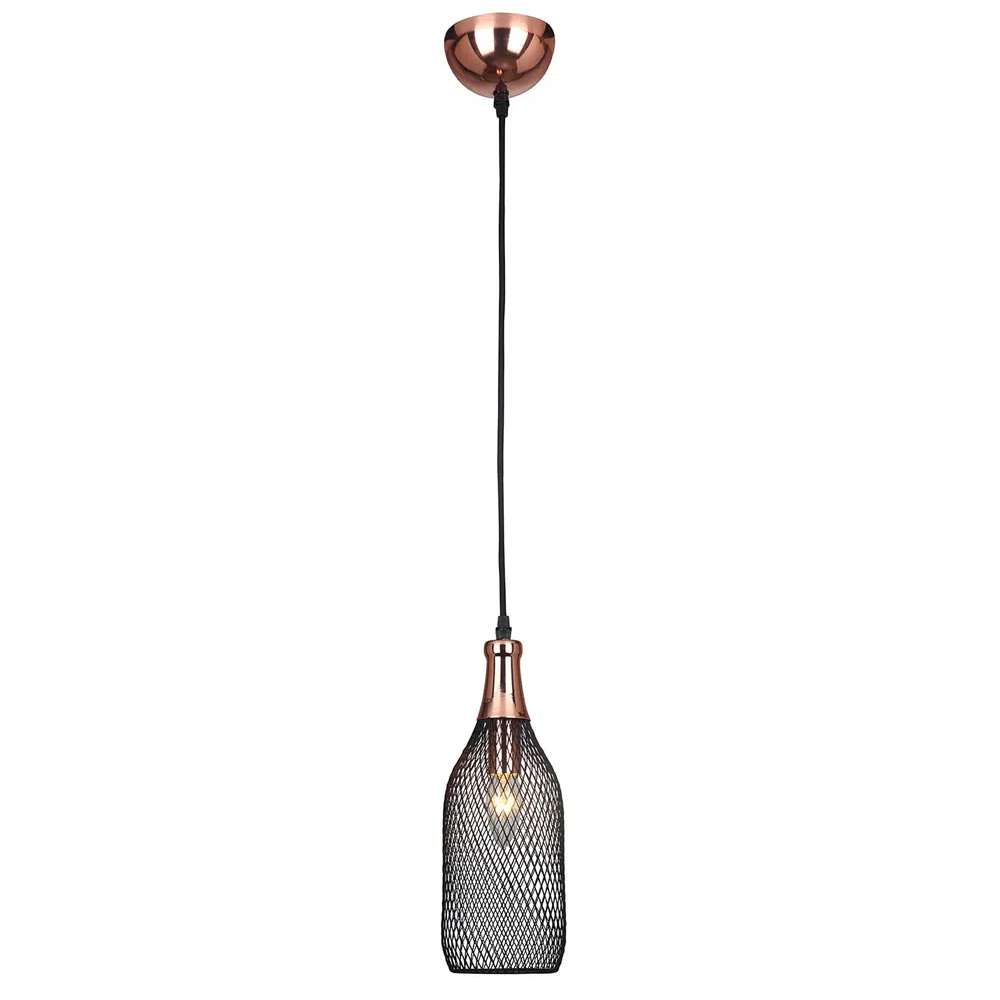 Pendente Cage Preto Com Cobre E27 40W Bivolt Skylight