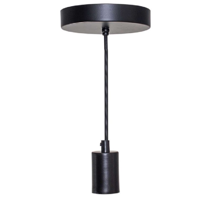 Pendente Metallum Preto 1xE27 C/ Canopla e cabo preto