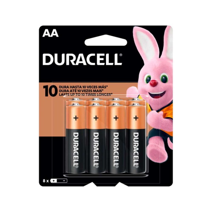 Pilha Alcalina Duracell AA Cartela Com 8 Unidades