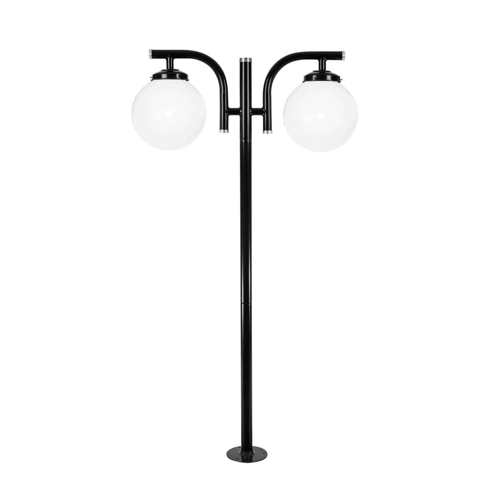 Poste De Jardim Preto 2,44M Globo Boca 15 2XE27