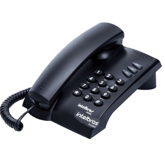 Telefone Intelbras Pleno Preto com Fio sem Chave